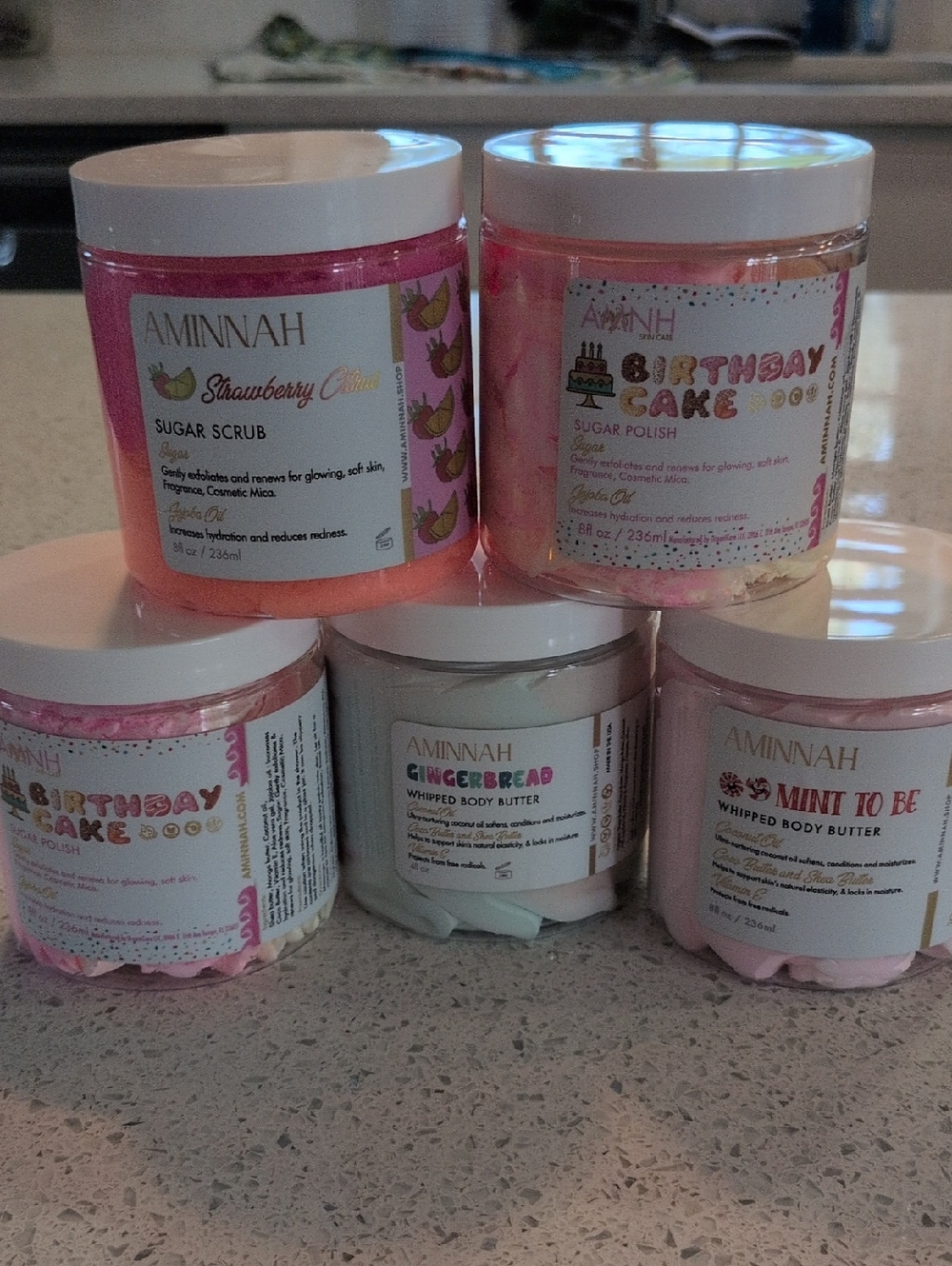 AMINNAH-2 Birthday Cake 1 Strawberry -1 Mint To Be 1- Gingerbread BUNDLE